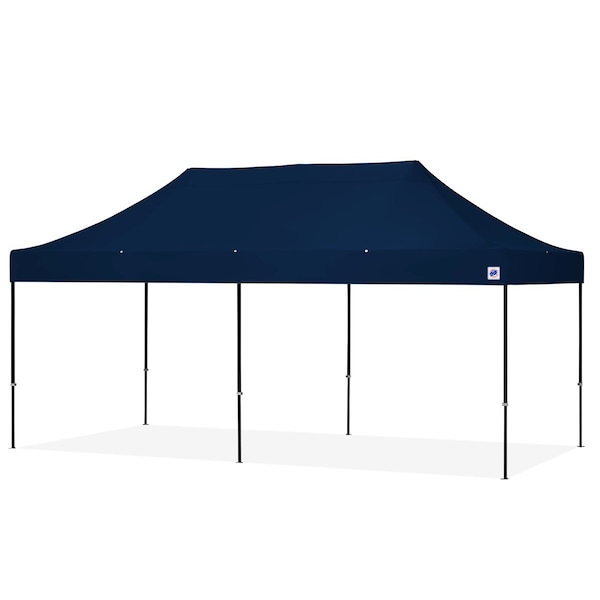 TAA Compliant Eclipse Shelter, 10' W x 20' L, Black Steel Frame, Navy Blue Vented Top